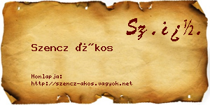 Szencz Ákos névjegykártya